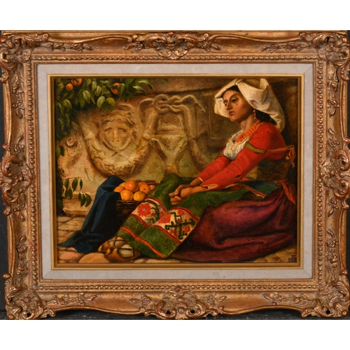 99 - 19th Century English School. The Orange Seller, Oil on panel, Signed with monogram, 8