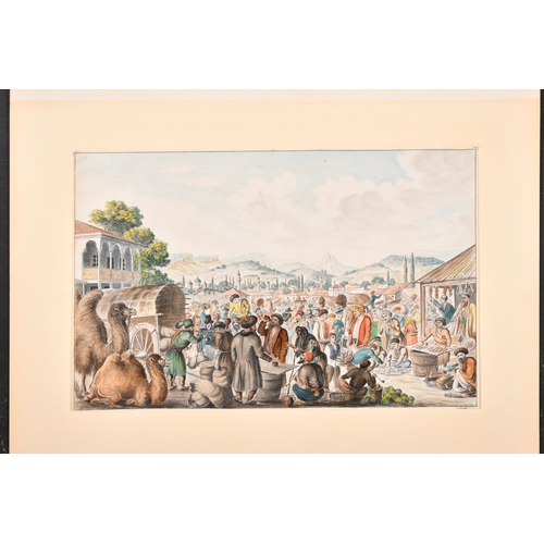 10 - Gross (19th Century) European. Figures in a Turkish Market, Watercolour, Signed, Inscribed verso, mo... 