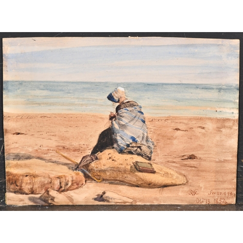 100 - Charles West Cope (1811-1890) British. Seated Lady on a Beach, Watercolour, Signed with monogram, in... 