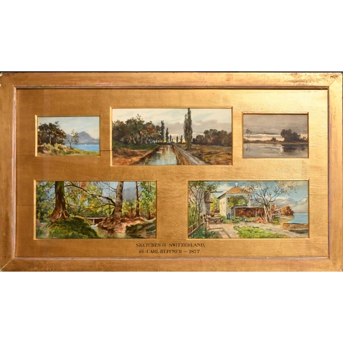 108 - Attributed to Karl Heffner (1849-1927) German. A Set of Five Sketches of Switzerland, Oil, Framed as... 