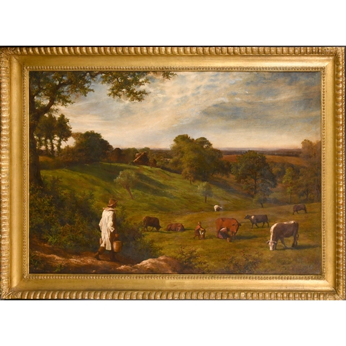 109 - William Linnell (1826-1906) British. Milking Time, Oil on canvas, Signed, 21