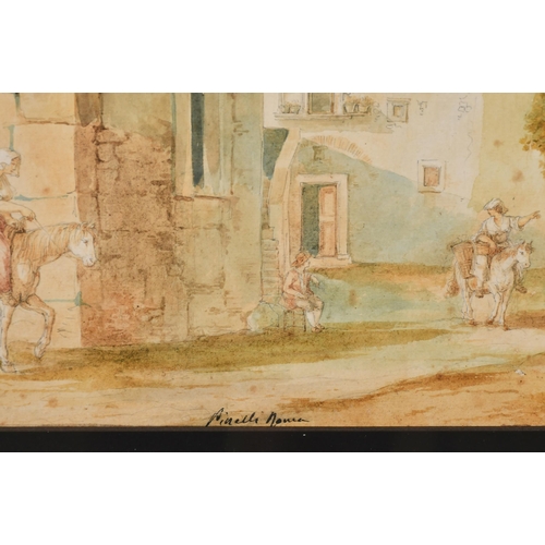 11 - Bartolomeo Pinelli (1781-1835) Italian. Figures in a Street, Watercolour and pencil, Signed and insc... 