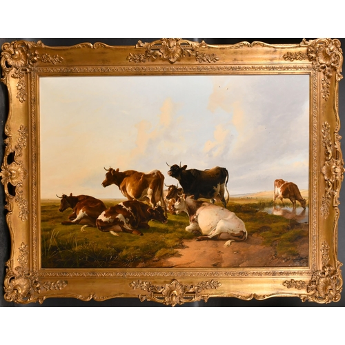 115 - Thomas Sidney Cooper (1803-1902) British. Cattle by a Watering Hole, Oil on canvas, Signed and dated... 