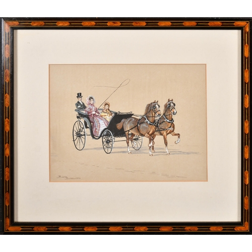 166 - Ninetta Butterworth (1922-2010) British. A Pair of Carriage Scenes, Watercolour, Signed, In ornate i... 