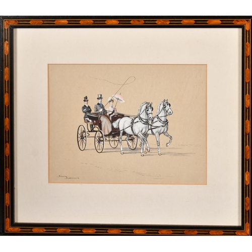 166 - Ninetta Butterworth (1922-2010) British. A Pair of Carriage Scenes, Watercolour, Signed, In ornate i... 