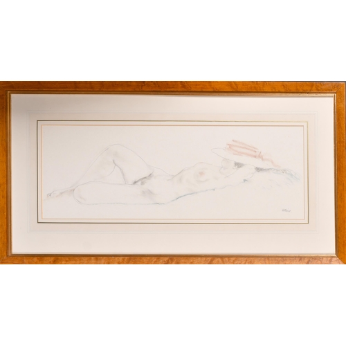 176 - Henry Bird (1909-2000) British. Reclining Nude, Pencil and chalk, Signed in pencil, 8