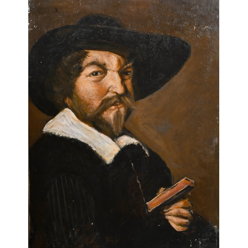 22 - After Frans Hals (1580-1666) Dutch. Portrait of a Man Holding a Book, Oil on canvas, unframed 22.5