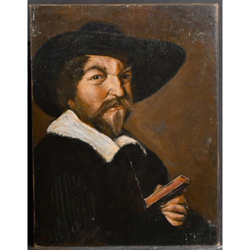 22 - After Frans Hals (1580-1666) Dutch. Portrait of a Man Holding a Book, Oil on canvas, unframed 22.5