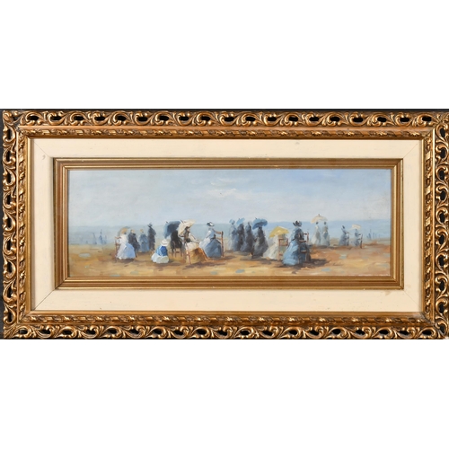 249 - After Eugene Boudin (1824-1898) French. Elegant Figures on a Beach, Oil on artist's board, 6