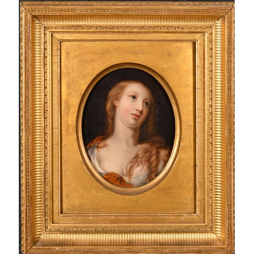 25 - After Jacob van Oost (1603-1671) Flemish. Head of a Lady, Oil on board, Painted oval, 7.75