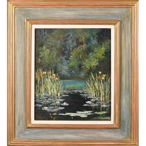 268 - R McCormack (20-21st Century) British. The Lily Pads, Oil on board, Signed, 16