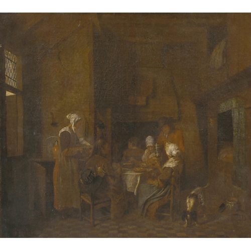 31 - 17th Century Dutch School. Interior of a Tavern, Oil on canvas, Indistinctly signed, and inscribed o... 