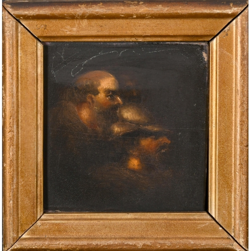 32 - 19th Century English School. Study of Two Heads, Oil on panel, 4.4