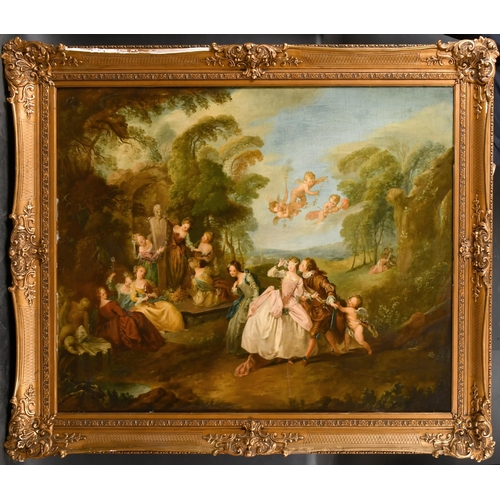 38 - Manner of Jean Baptiste Pater (1695-1736) French. Elegant Figures in a Garden, Oil on panel, 31.5