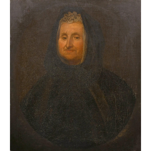 44 - Early 18th Century English School. Portrait of a Lady, Oil on canvas, unframed, 30