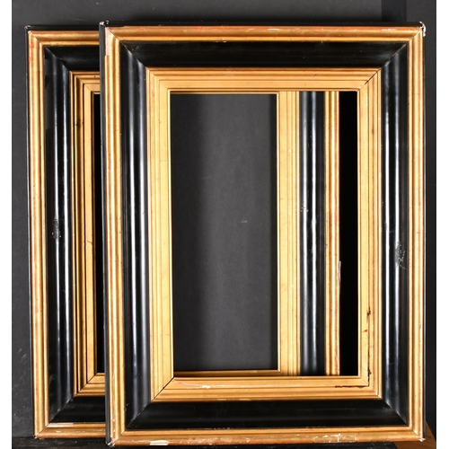 516 - 19th Century English School. A Pair of Gilt and Black Painted Hollow Frames, rebate 16.25