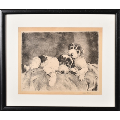 52 - Kurt Meyer-Eberhardt (1895-1977) German. Puppies on a Bed, Print, Signed in pencil, 8.75