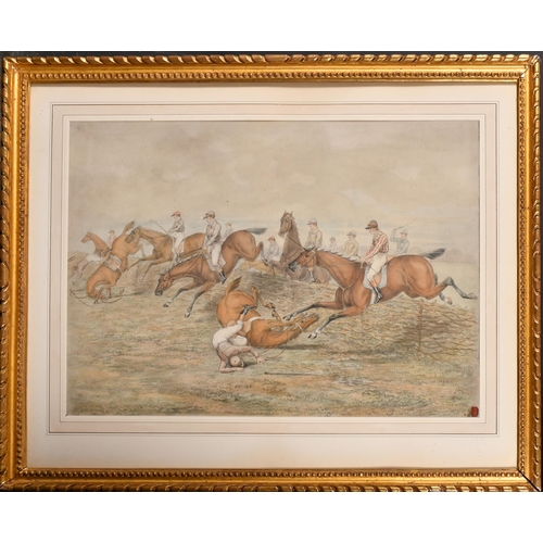 56 - Henry Thomas Alken (1785-1851) British. A Steeplechase, Watercolour, Signed and dated 1821, 16.5