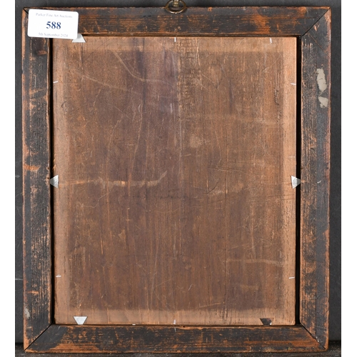 588 - Late 18th Century English School. A Black Painted Frame, with a gilt slip and inset glass, rebate 8.... 