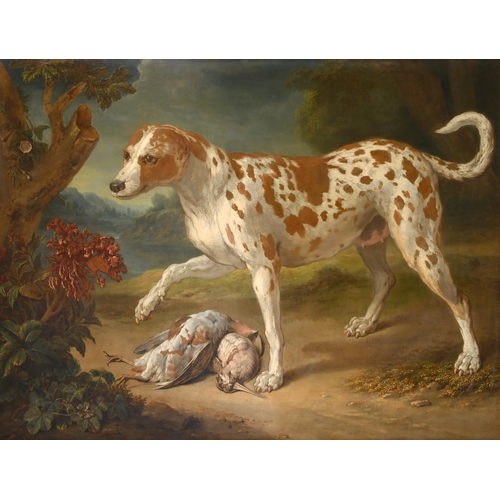 59 - Alexandre-Francois Desportes (1661-1743) French. A Hunting Dog in a River Landscape, with partridge ... 