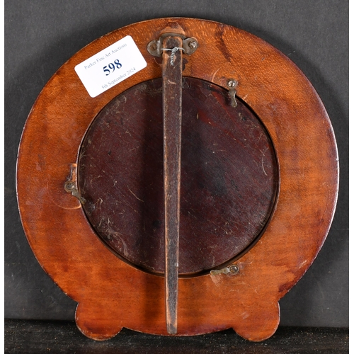 598 - Early 20th Century English School. An Arts and Crafts Inlaid Frame, Circular rebate 4.5