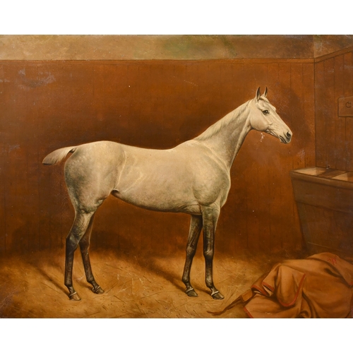 60 - Alfred Wheeler (1852-1932) British. A Horse in a Stable, Oil on Canvas, Signed with Initials, 17