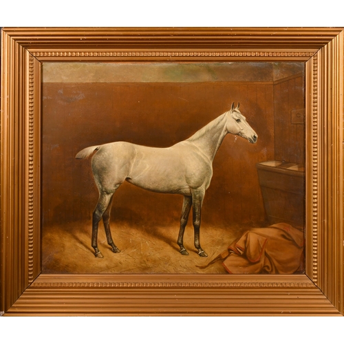 60 - Alfred Wheeler (1852-1932) British. A Horse in a Stable, Oil on Canvas, Signed with Initials, 17