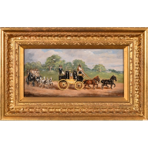 65 - H F Jones (19th Century) British. A Pair of Coaching Scenes, Oil on canvas, Signed and dated 1864, 7... 