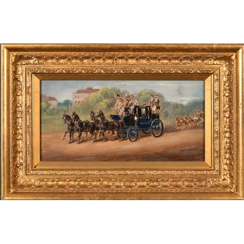 65 - H F Jones (19th Century) British. A Pair of Coaching Scenes, Oil on canvas, Signed and dated 1864, 7... 