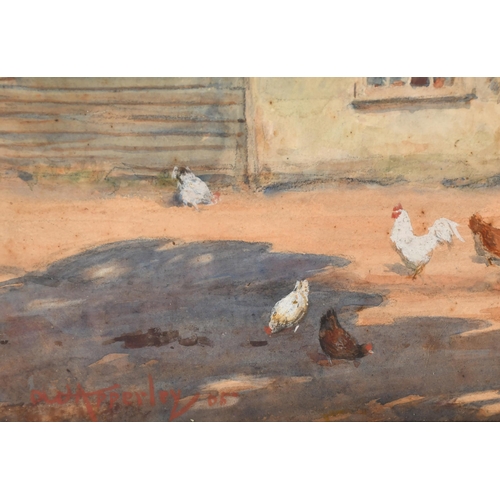 81 - A W Apperley (19th-20th Century) British. Feeding The Chickens, Watercolour, Signed, 10.25