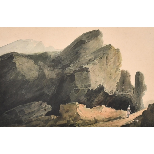 9 - Attributed to William Daniell (1769-1837) British. The Entrance to a Cave, probably India, Watercolo... 