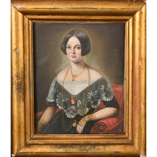 92 - 19th Century English School. Portrait of a Seated Lady, Watercolour, 5.5