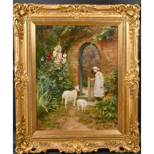 105 - Leonard Charles Nightingale (1851-1941) British. 'The Garden Gate', Oil on canvas, Signed with initi... 