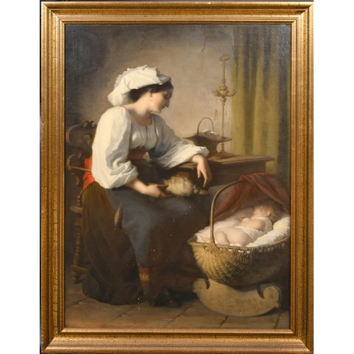 109 - After Giuseppe Mazzolini (1806-1876) Italian. Mother and Child, Oil on canvas, Bears a signature and... 