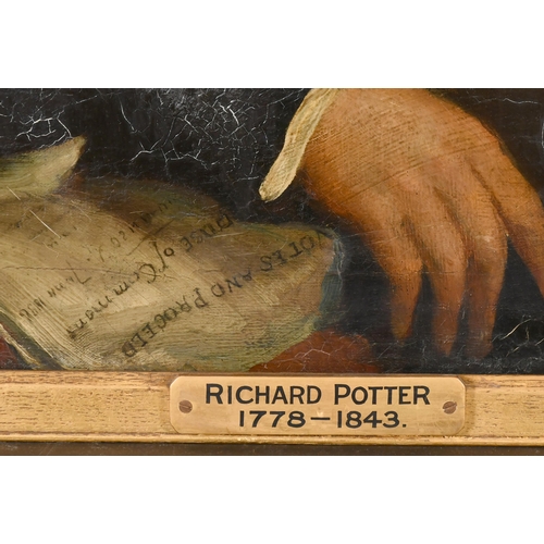 112 - 19th Century English School. Portrait of Richard Potter (1778-1843), Oil on canvas, Inscribed on a p... 