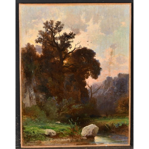 117 - 19th Century French School. A Tranquil Pool, Oil on panel, Indistinctly signed, unframed, 15.75