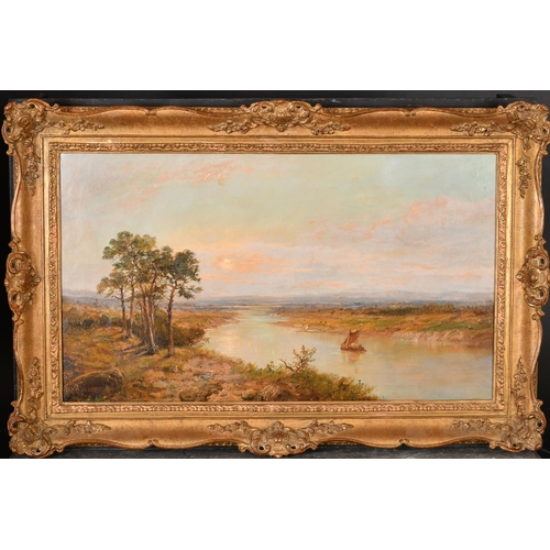 123 - Edmund John Niemann (1813-1876) British. A Sunset River Landscape, Oil on canvas, Signed, and inscri... 