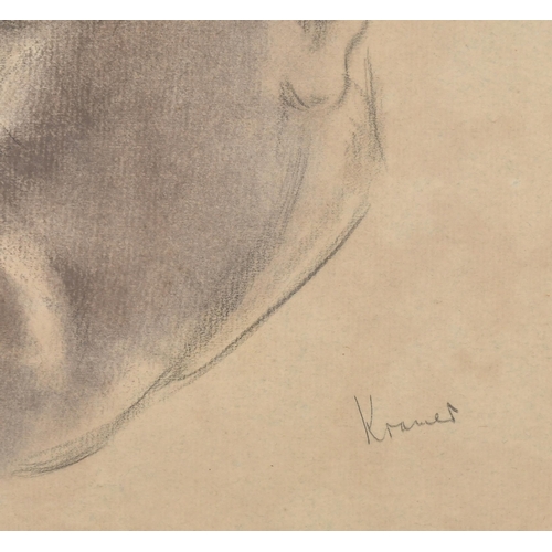 189 - Jacob Kramer (1892-1962) Ukrainian. Head of a Man, Charcoal, Signed in pencil, 19