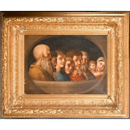 19 - 19th Century Italian School. A Study of Heads, Oil on canvas laid down, Painted oval, 15