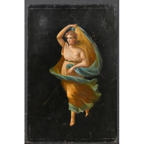 20 - 19th Century Italian School. A Bacchante with Veil and a Thyrsus, Oil on card, Inscribed in pencil v... 