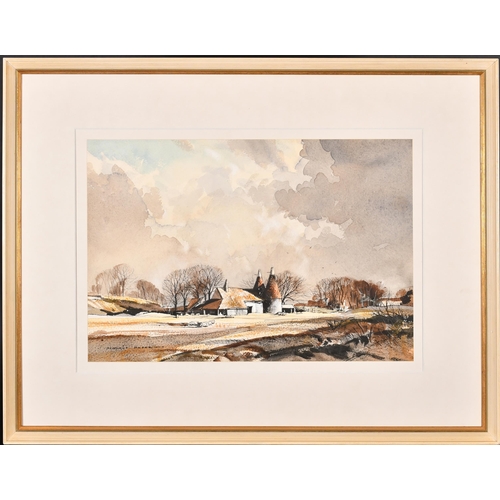 206 - Rowland Hilder (1905-1993) British. A Landscape with an Oast House, Watercolour, Signed, and inscrib... 