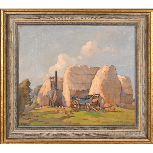 215 - Noel Alfred Fitzherbert Haslewood (1881-1925) British. Haystacks, Oil on canvas, Signed twice, and d... 