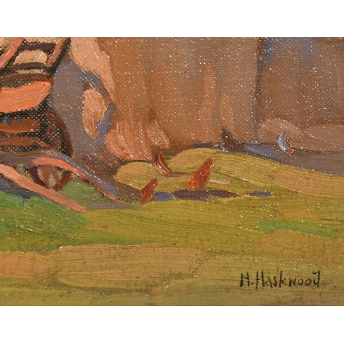 215 - Noel Alfred Fitzherbert Haslewood (1881-1925) British. Haystacks, Oil on canvas, Signed twice, and d... 