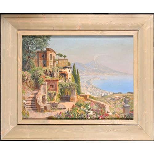 222 - Alois Arnegger (1879-1963) Austrian. A Terrace over the Bay of Naples, Oil on canvas, Signed, 23