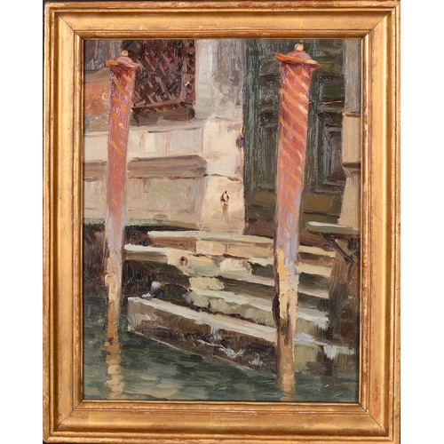 226 - Pierre Waidmann (1860-1937) French. Venetian Steps, Oil on panel, Inscribed and dated 1891 and with ... 