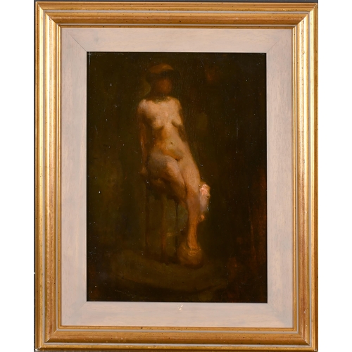 229 - Circle of Allan Douglas Davidson (1873-1932) British. A Seated Female Nude, Oil on panel, 13.75