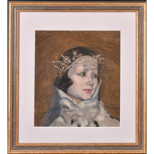 236 - Early 20th Century English School. An Elegant Lady with a Tiara, Oil on board, 12.5