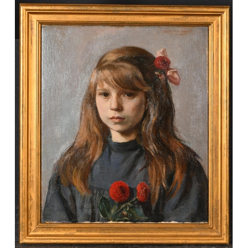 239 - David Abraham Bueno de Mesquita (1889-1962) Dutch. Head of a Young Girl, Oil on canvas, Signed, insc... 