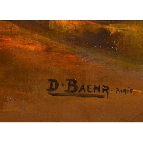 242 - D Baehr (20th Century) European. A Street Scene at Night, Oil on canvas, Signed and inscribed 'Paris... 