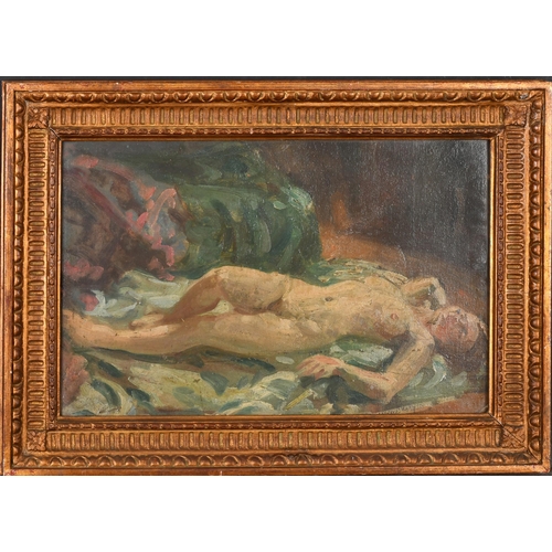 245 - Alfred Egerton Cooper (1883-1974) British. A Reclining Nude, Oil on artist's board, Inscribed verso,... 